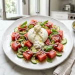 Recettes Burratas Créatives & Fromages Frais 31 Burrata pastèque concombre basilic