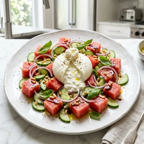 Burrata Pastèque Concombre Basilic 2 Burrata pastèque concombre basilic