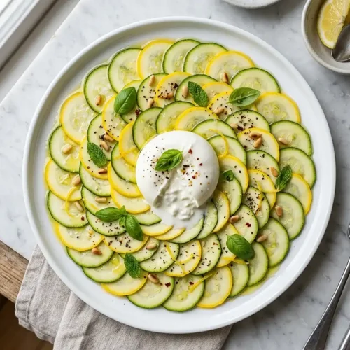 Carpaccio de courgettes burrata citron