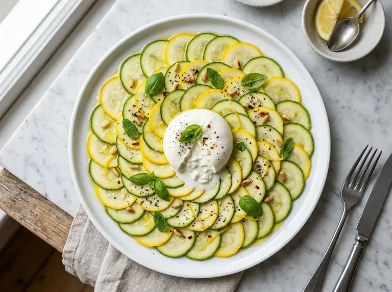 Carpaccio de courgettes burrata citron