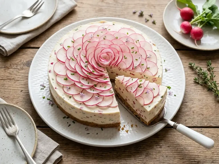 Cheesecake salé radis roses fromage frais