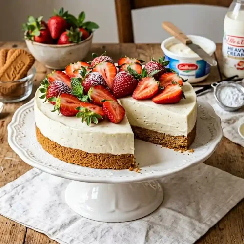 Dessert au mascarpone fraises spéculoos sans cuisson