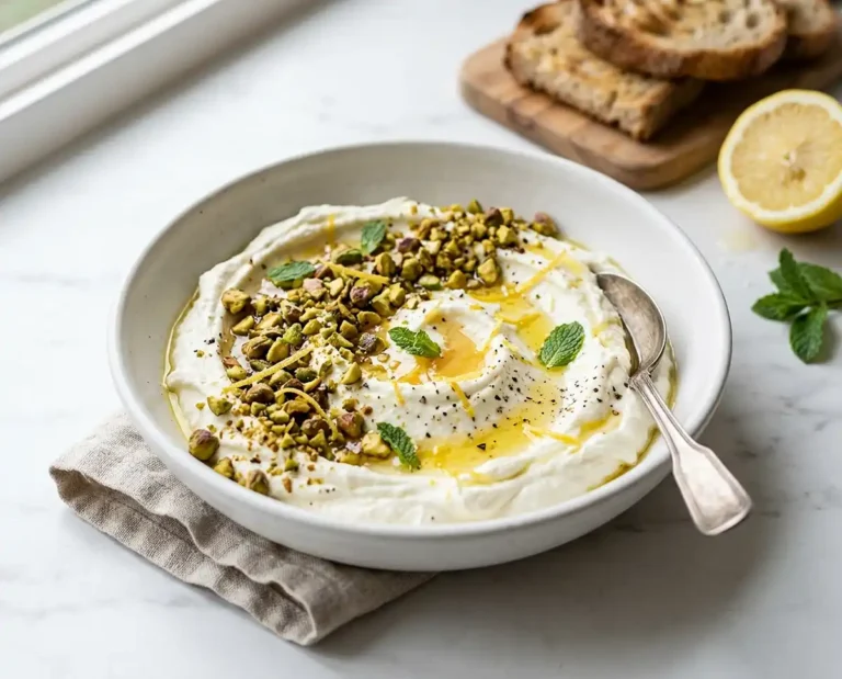 Feta fouettée au citron et pistaches