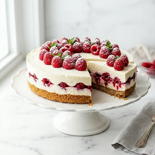 Gâteau mascarpone framboise sans cuisson