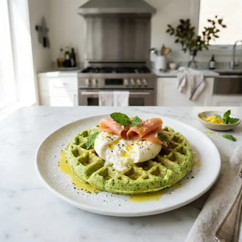 Gaufre Salée Petits Pois Burrata 2 Gaufre salée petits pois burrata