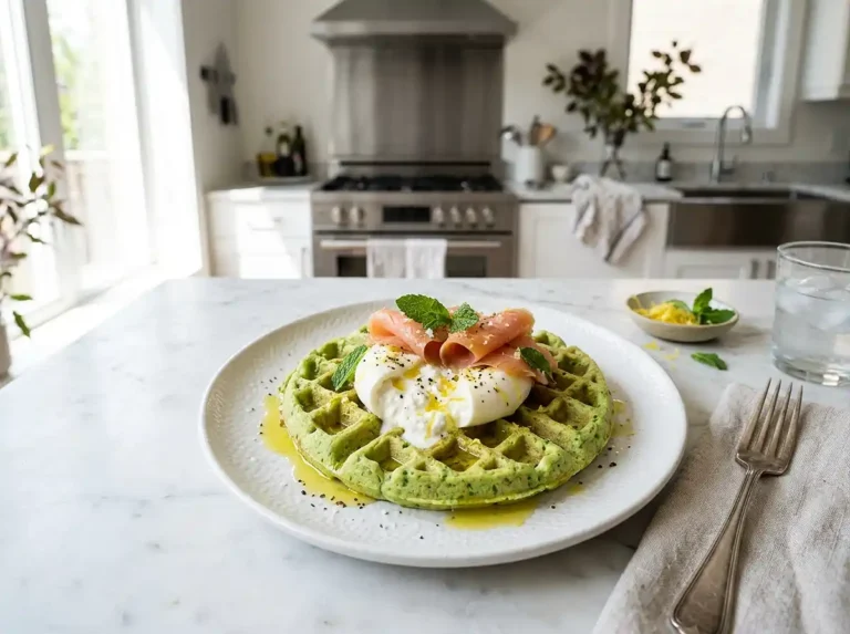 Gaufre salée petits pois burrata