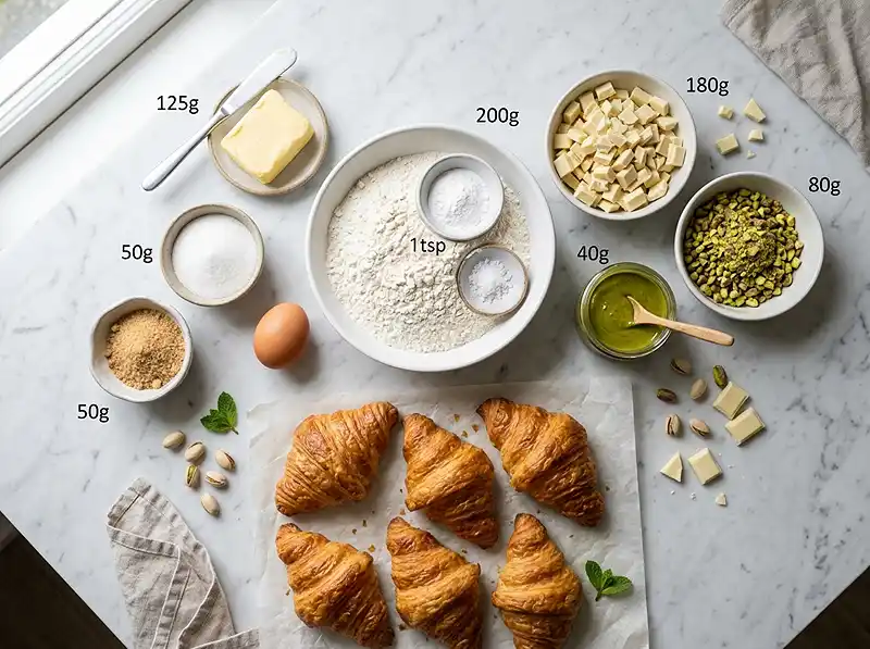 Les ingrédients pour Crookie pistache chocolat blanc