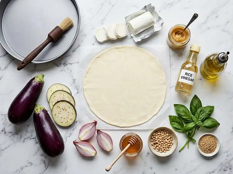 Les ingrédients pour Tarte tatin d'aubergines au miso et chèvre