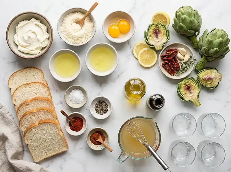 Les ingrédients pour Tiramisu salé artichauts parmesan
