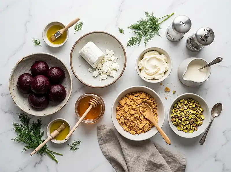 Les ingrédients pour Tiramisu salé betterave chèvre aneth