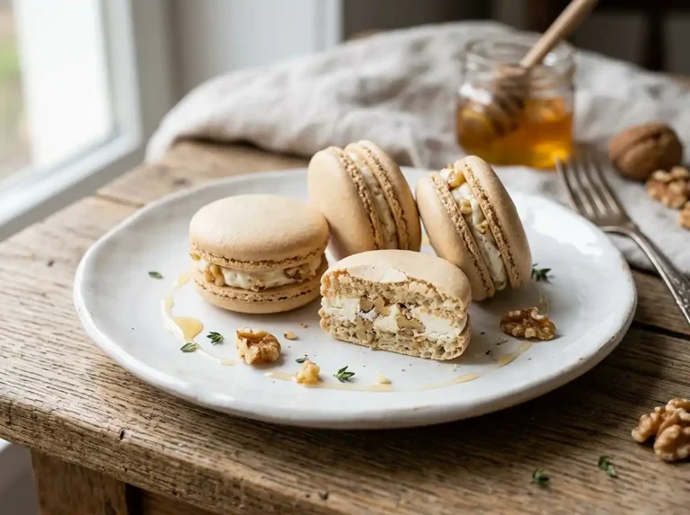 Macaron salé chèvre miel noix