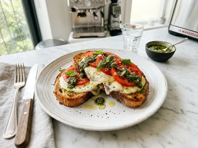 Pain perdu salé pesto mozzarella