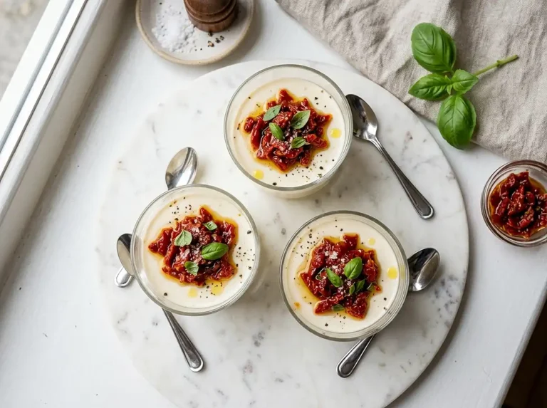 Panna Cotta Salée au Chèvre Frais et Tomates ConfitesPanna Cotta Salée au Chèvre Frais et Tomates Confites