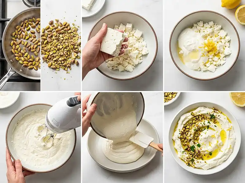 Préparation Feta fouettée au citron et pistaches