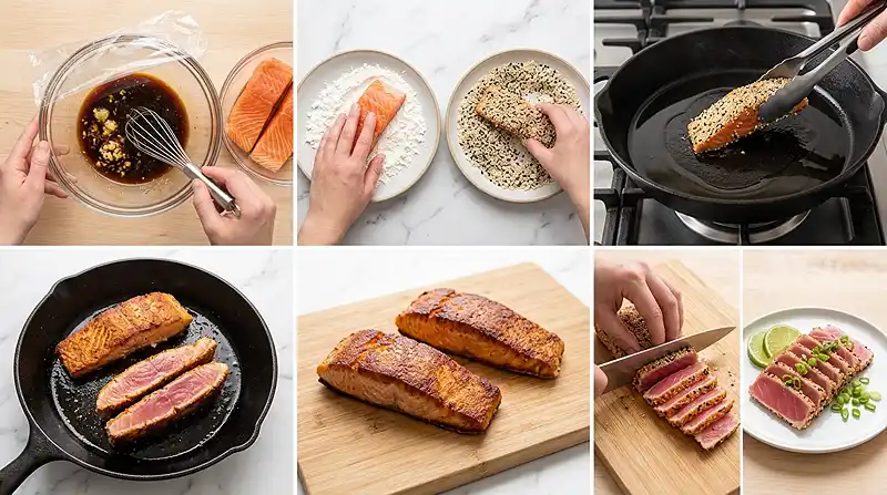 Préparation Tataki de saumon croustillant au sésame