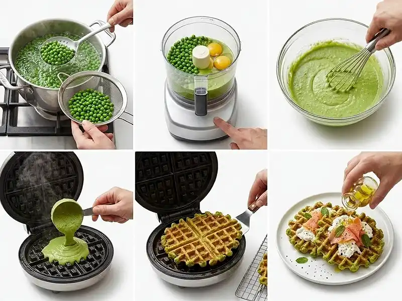 Gaufre Salée Petits Pois Burrata 4 Préparation de la recette Gaufre salée petits pois burrata