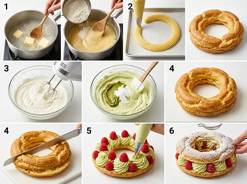 Paris-Brest Framboise Pistache Facile 4 Préparation de la recette Paris-Brest framboise pistache facile