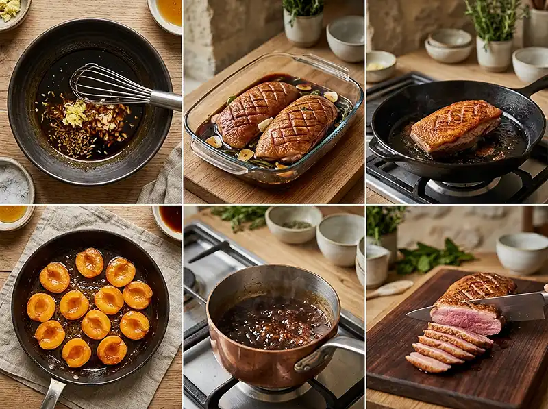 Tataki de Canard Miel Soja et Abricots 4 Préparation de la recette Tataki de canard miel soja et abricots