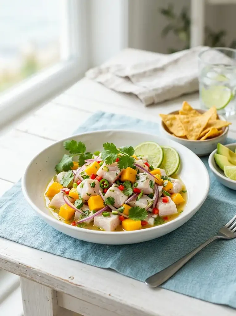 Ceviche de Loup à la Mangue et Citron Vert 5 Recette Ceviche de loup à la mangue et citron vert