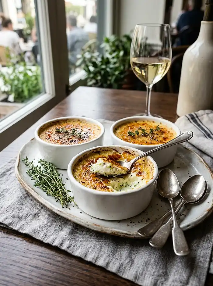Recette Crème brûlée salée au chèvre et courgettes
