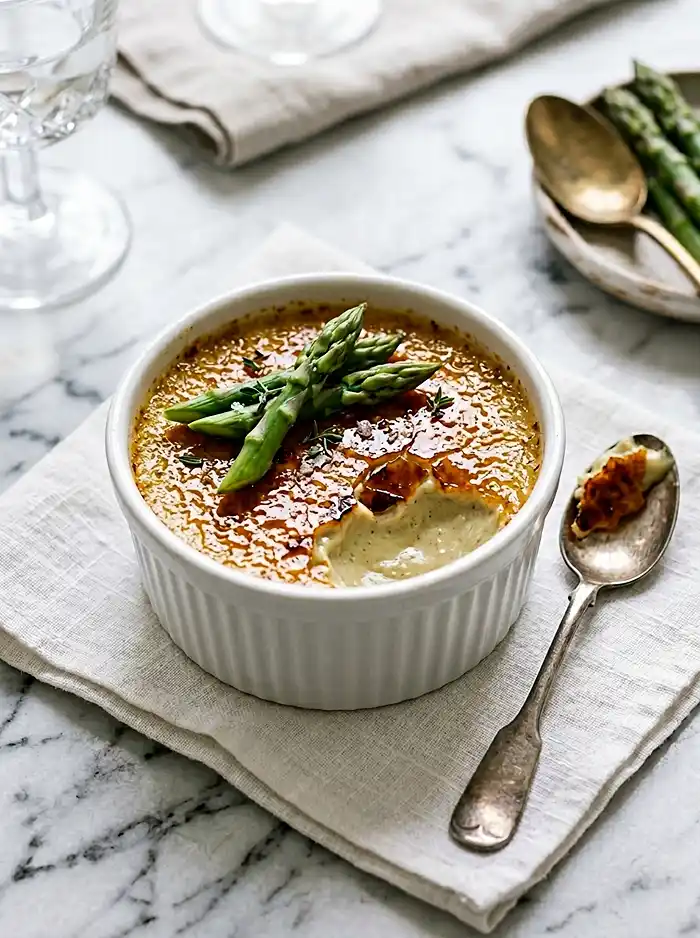 Recette Crème brûlée salée au comté et asperges