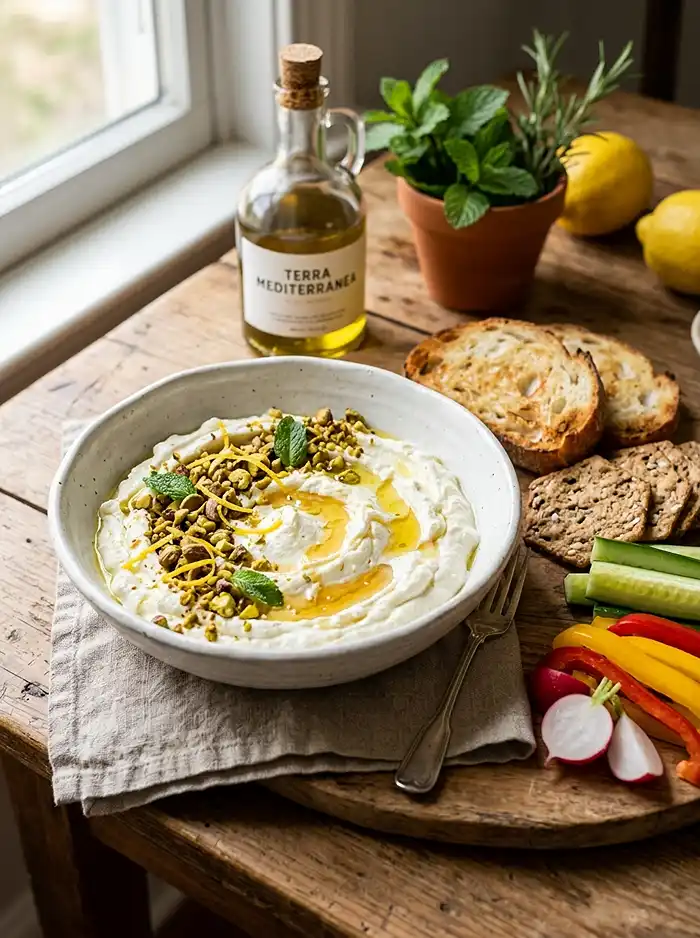 Recette Feta fouettée au citron et pistaches