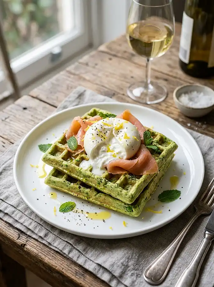 Gaufre Salée Petits Pois Burrata 5 Recette Gaufre salée petits pois burrata