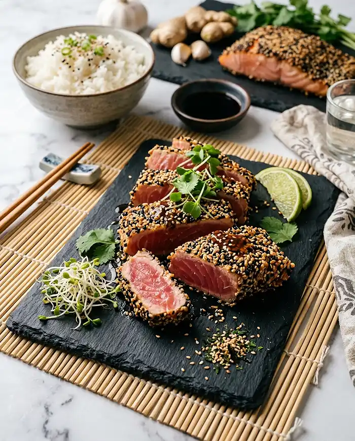 Recette Tataki de saumon croustillant au sésame