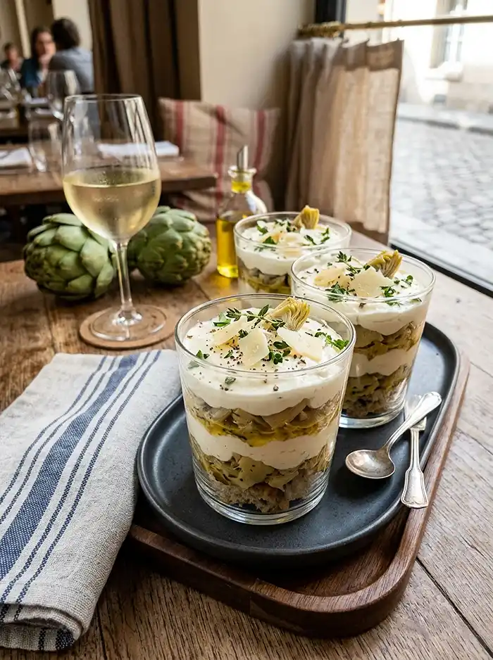 Recette Tiramisu salé artichauts parmesan