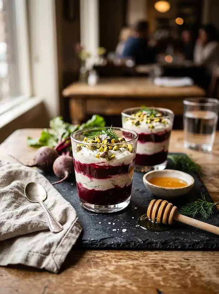 Recette Tiramisu salé betterave chèvre aneth