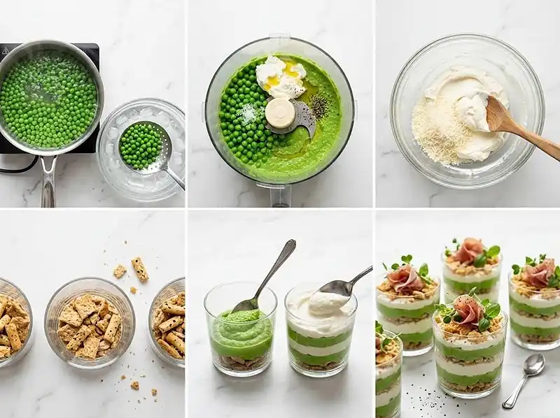 Tiramisu salé petits pois jambon cru 4 Recette Tiramisu salé petits pois jambon cru Préparation