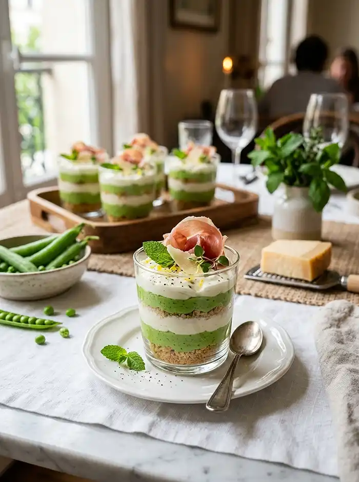 Tiramisu salé petits pois jambon cru 5 Recette Tiramisu salé petits pois jambon cru