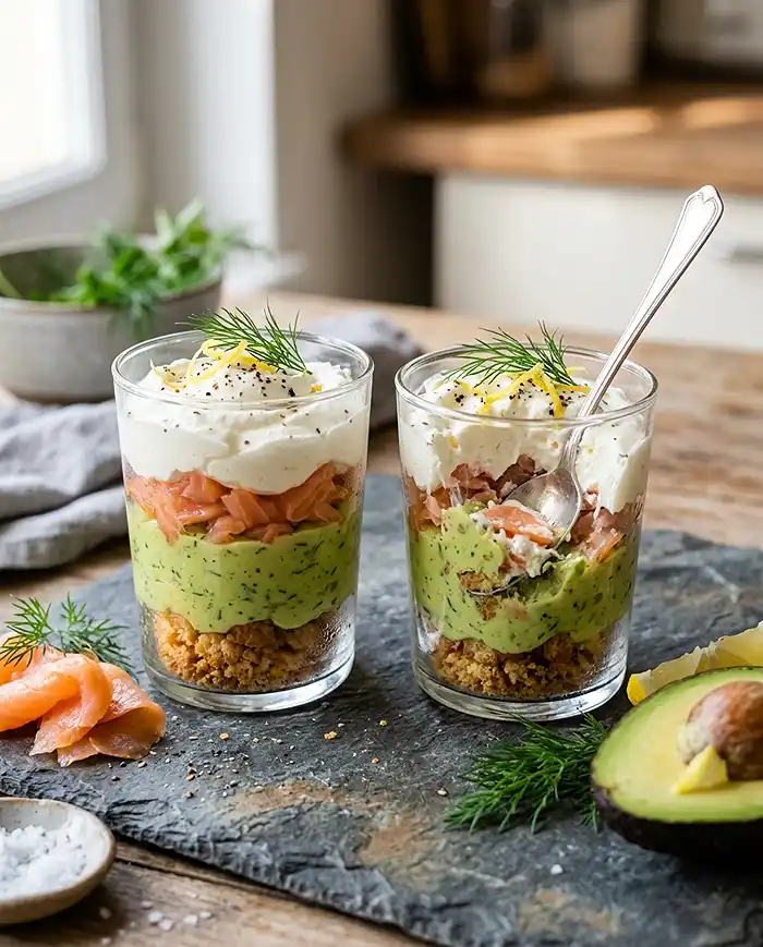 Recette Tiramisu salé saumon fumé avocat