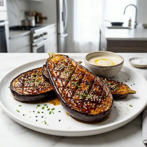 Steak d'Aubergine Laqué Soja Miel 2 Steak d'aubergine laqué soja miel
