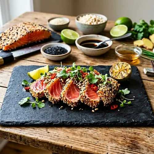 Tataki de saumon croustillant au sésame