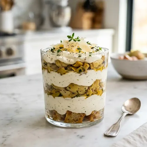 Tiramisu salé artichauts parmesan