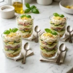 Tiramisus Salés et Verrines Apéritives 11 Tiramisu salé courgette pesto et jambon cru