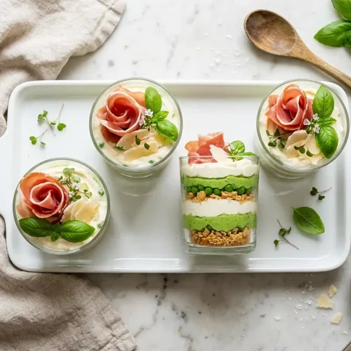 Tiramisu salé petits pois jambon cru 2 Tiramisu salé petits pois jambon cru