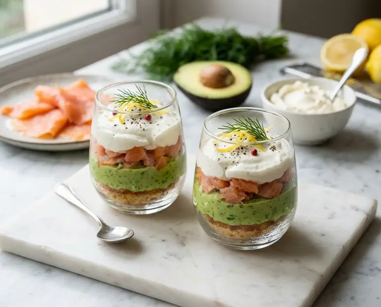 Tiramisu salé saumon fumé avocat
