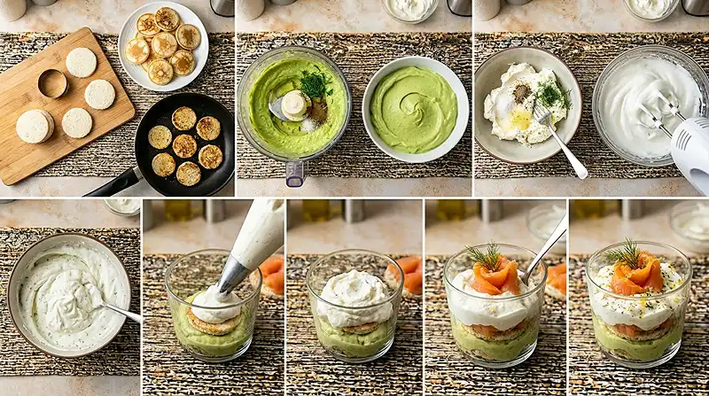 Tiramisu salé saumon fumé avocat Préparation