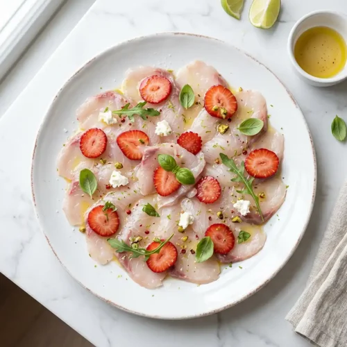 Carpaccio de Daurade aux Fraises et Basilic 2 Carpaccio de daurade aux fraises et basilic