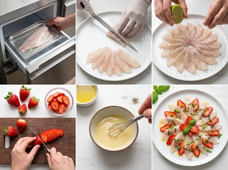 Carpaccio de Daurade aux Fraises et Basilic 4 Comment preparer Carpaccio de daurade aux fraises et basilic