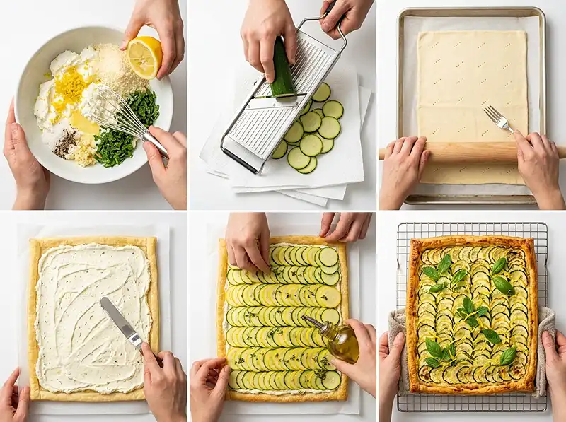 Comment preparer Tarte fine courgette ricotta citron