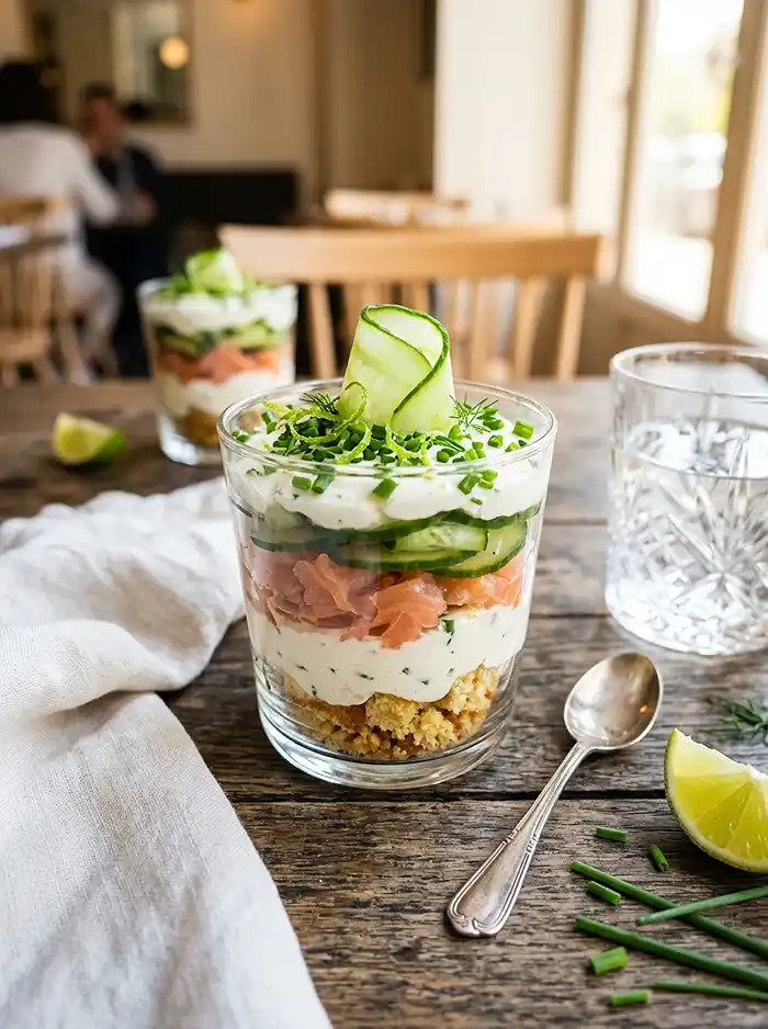 Recette Tiramisu salé concombre saumon fumé