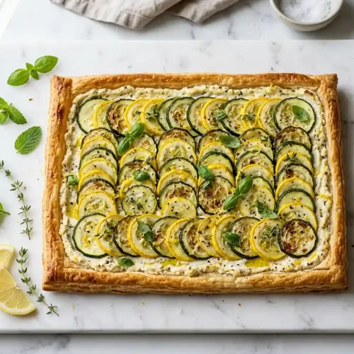 Tarte fine courgette ricotta citron