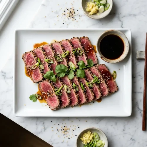 Tataki de bœuf au sésame et soja
