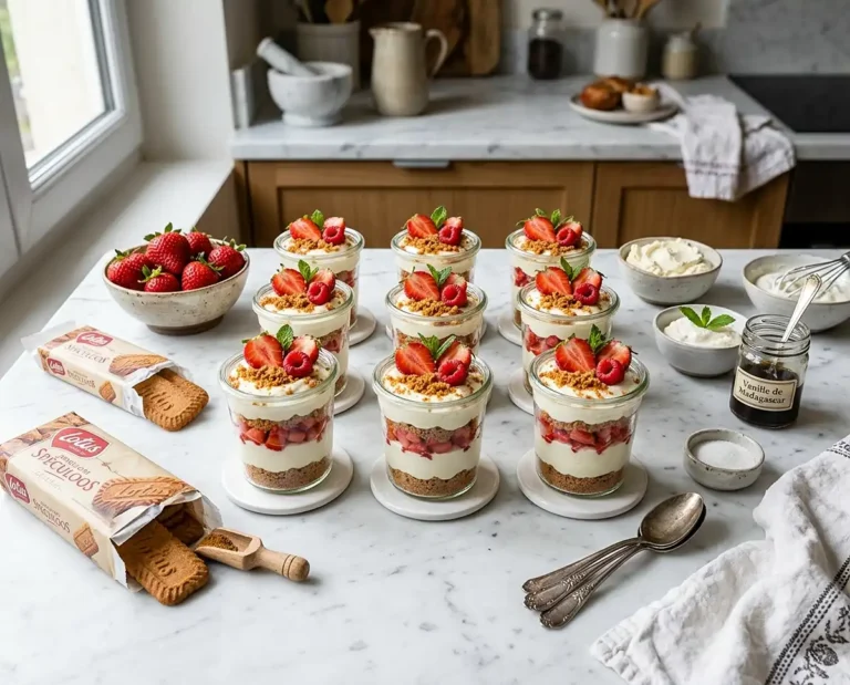 Verrine fraise mascarpone spéculoos sans cuisson