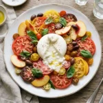 Recettes Burratas Créatives & Fromages Frais 33 Burrata tomates anciennes pêches basilic