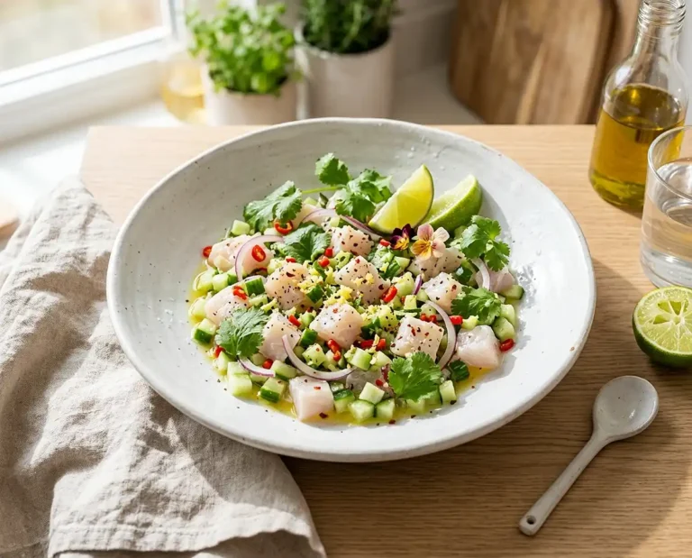 Ceviche de bar concombre citron vert