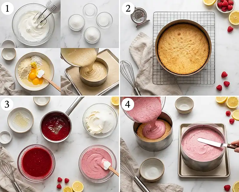 Comment perparer Gâteau nuage citron framboise